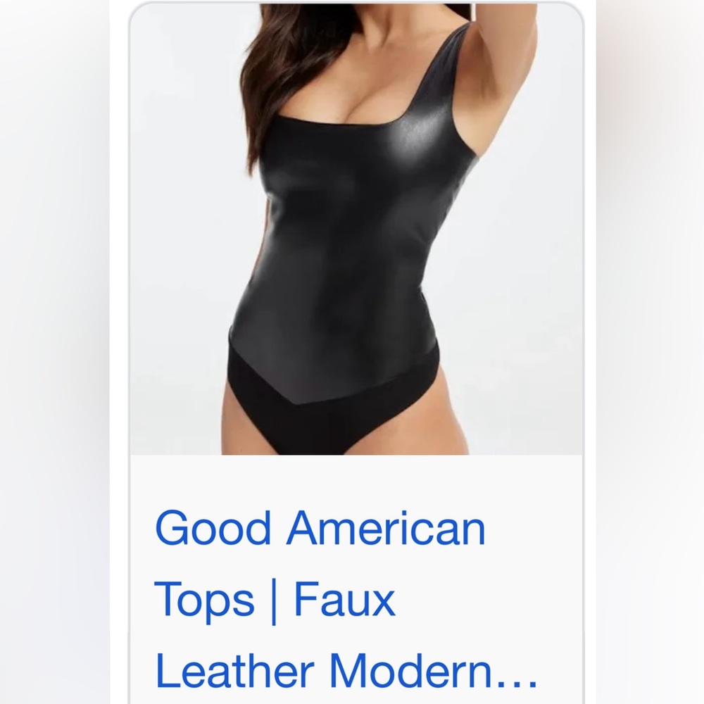 Good American Faux Leather Bodysuit Sz L